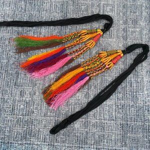 Handmade Pranada Lot of 2 Hair Paranda Multi Color Cultural Hair Braided Acceoss